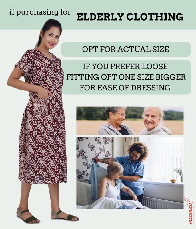 Image of MENMAII Women's [L-4XL] Full Open /Front Buttoned [a Kind of Adaptive Clothing] Multipurpose Nighty for Maternity /Pregnancy /Elderly /Patient /Feeding /Hospital Purpose Nighty Calf Length