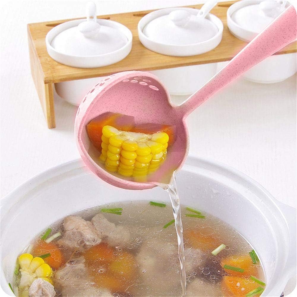 Spoon Long Handle Kitchen Strainer Solid Color Cooking Colander Plastic Tableware