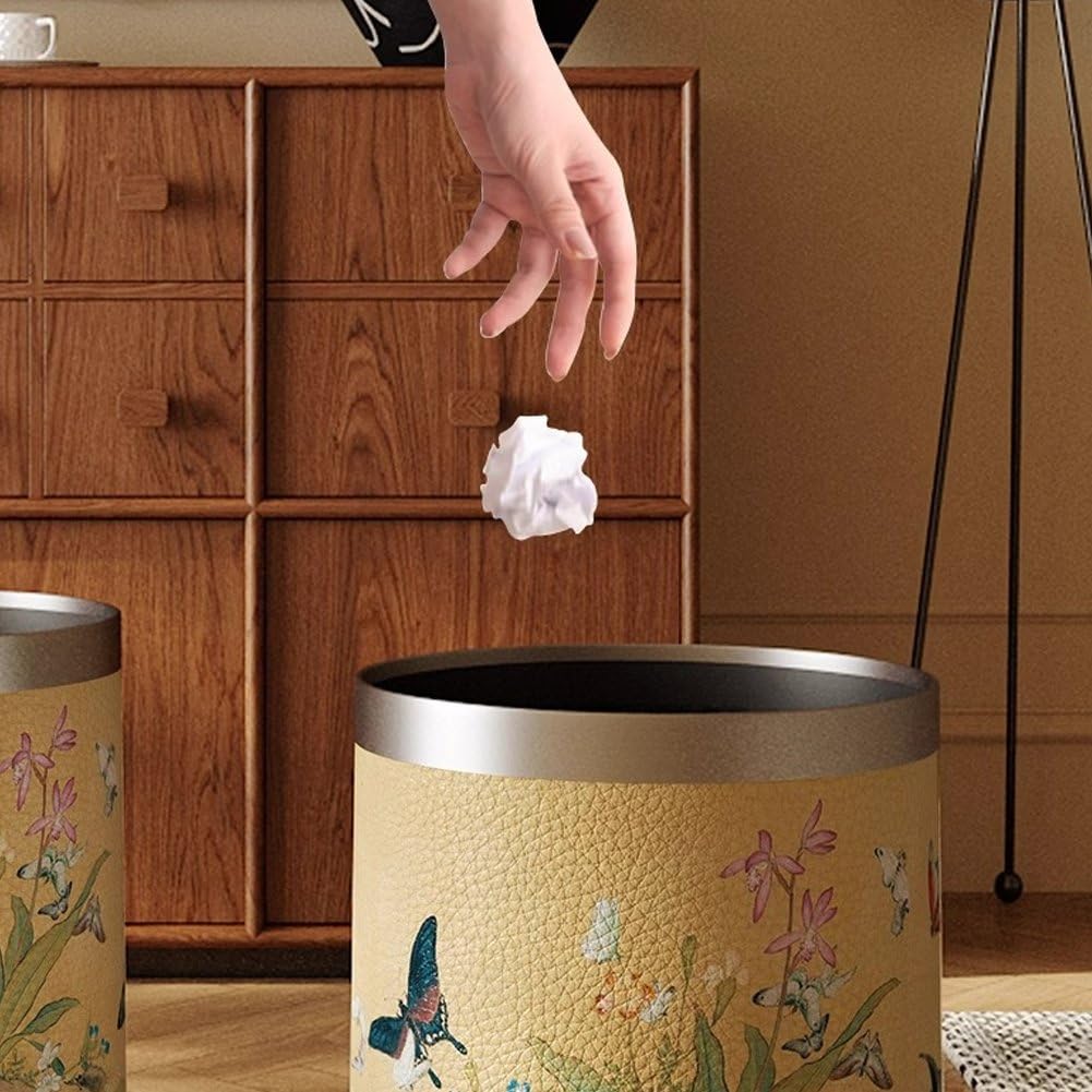 Poubelle en Cuir Vintage pour Maison, Le Salon, Le Seau Sanitaire Antique De Luxe, Chambre À Coucher