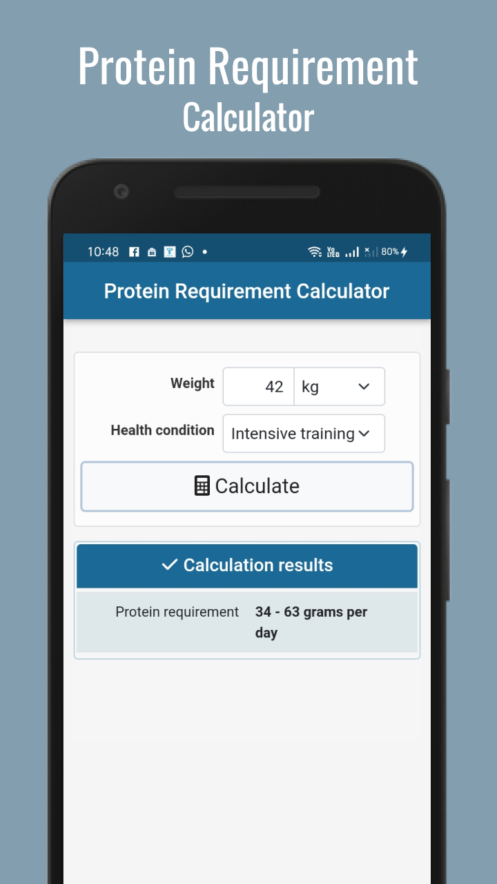 Protein Requirement Calculator App on Amazon Appstore