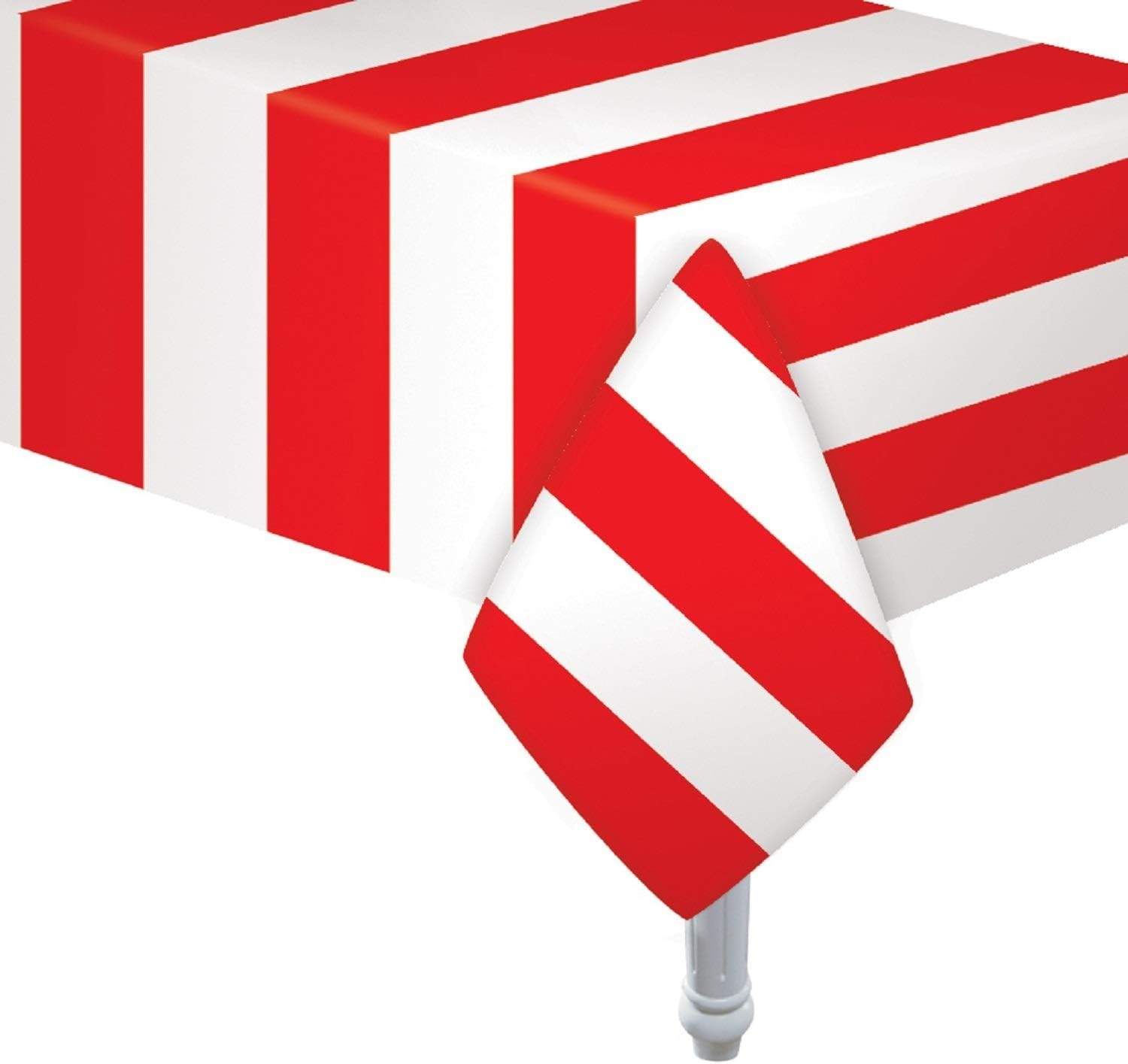Oojami Red & White Stripes Carnival Theme Party Tablecover Pack of 4 : Toys & Games