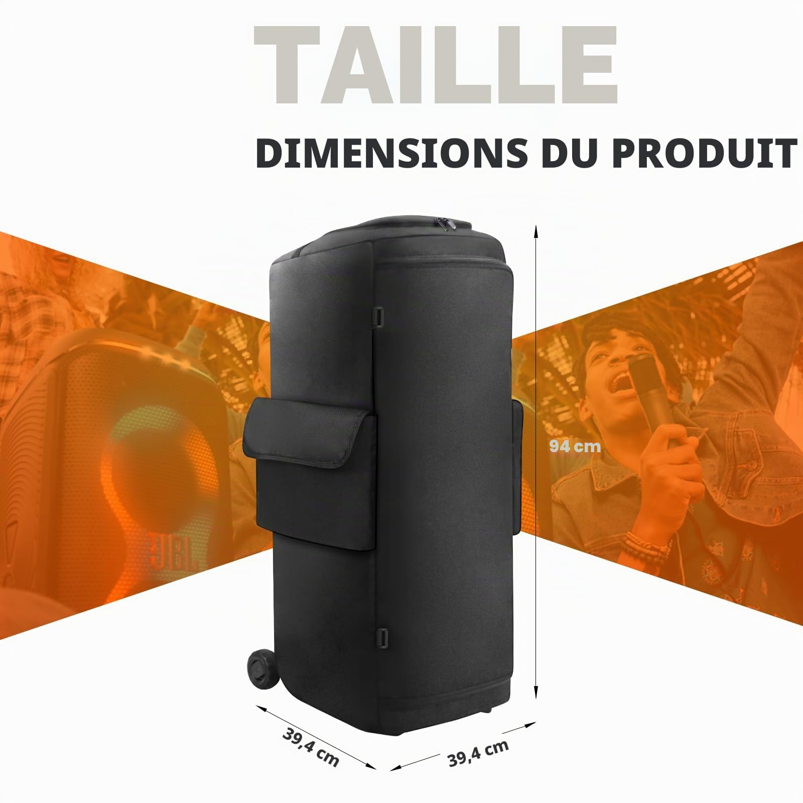 Housse de protection pour enceinte Compatible avec JBL PartyBox 720 Enceinte portable, pour extérieur, voyage, protection anti-poussière, housse de protection, sac de rangement avec poches