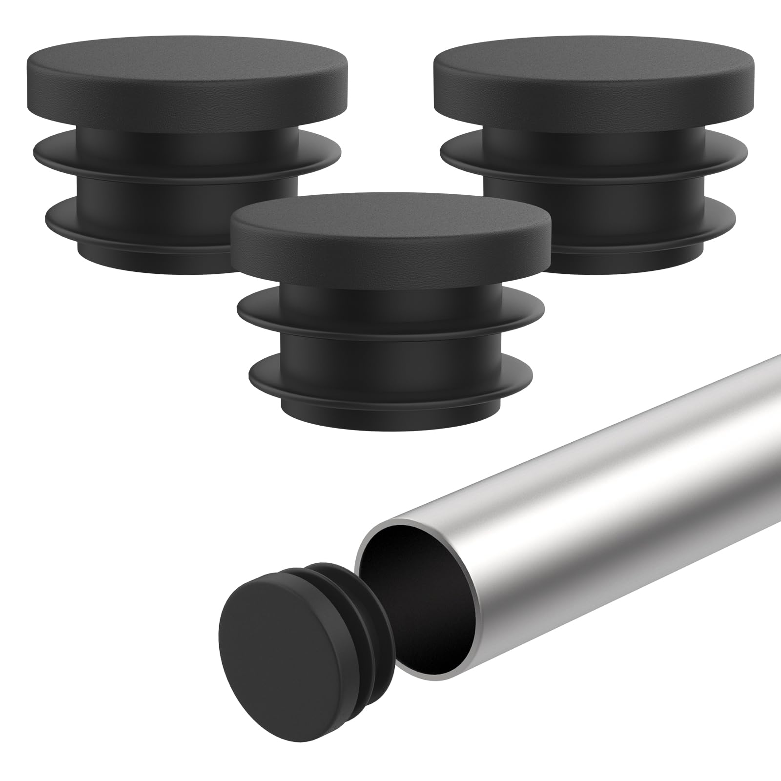 ZIUZI 12 Pcs 1 Inch(25mm) Round Plastic Hole Plugs, Black Pipe Tubing End Cap, Furniture Finishing Plug for Metal Tubing, Hardware Plugs, Fences,