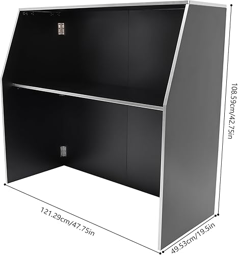 Miniatura 3 de Barra de eventos portátil plegable con estantes superiores y medios, 47.75 x 19.5 x 42.75 pulgadas, gabinete de bar portátil plegable para fiestas y