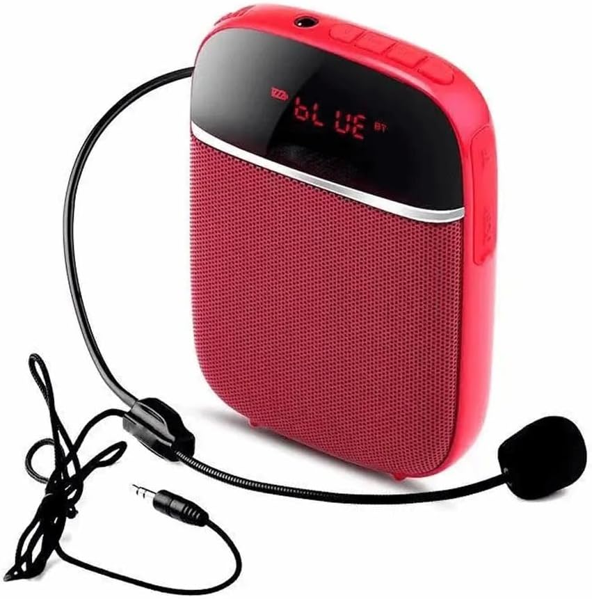 Wired/UHF Mini Microphone Guide Headset Teaching Lecture Dedicated Portable Amplifier(White-Dinosaur Doodle4)