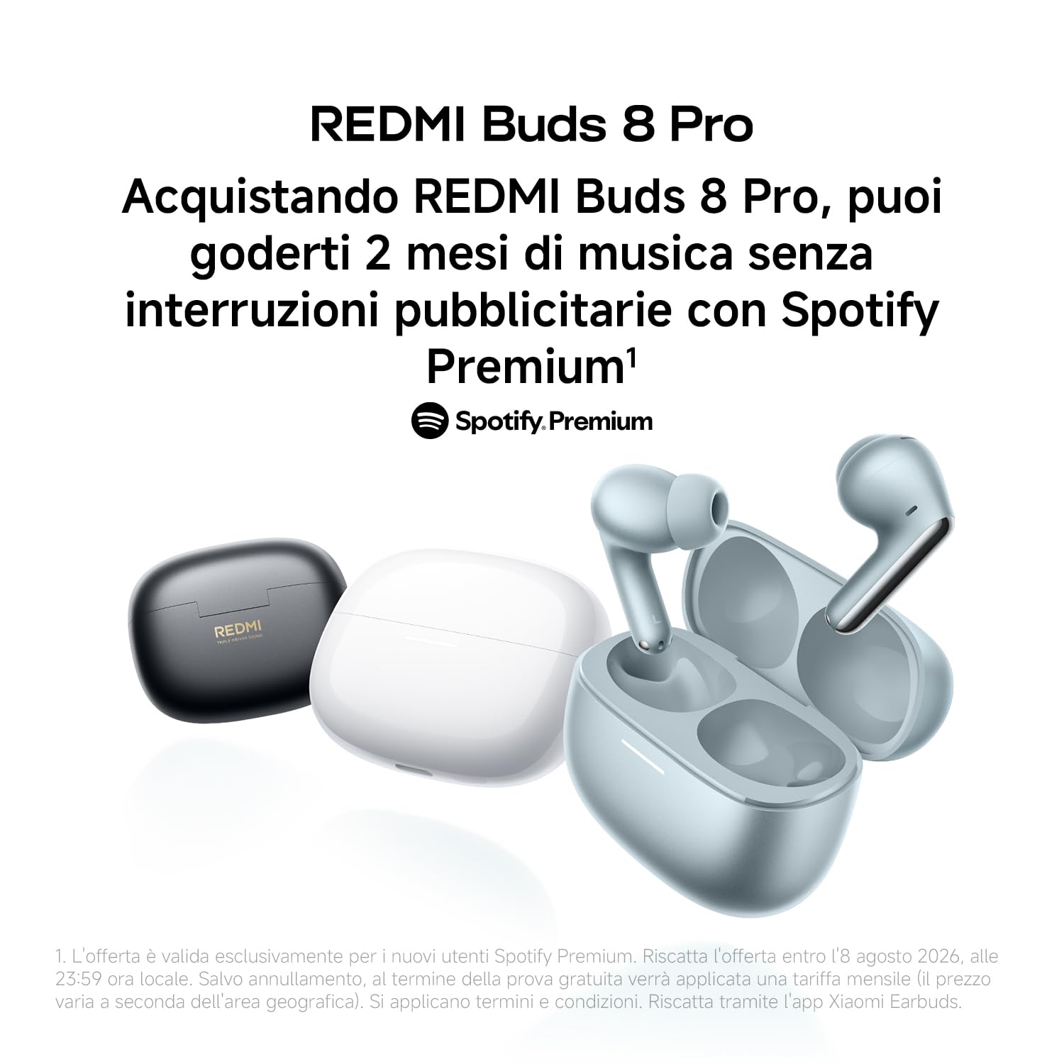 Xiaomi REDMI Buds 8 Pro, Bluetooth True Wireless, cancellazione attiva del rumore a 55 dB, triplo driver, suono Hi-Res HiFi, Dolby Audio, durata della batteria fino a 33 ore, Bluetooth 5.4, IP54, Nero
