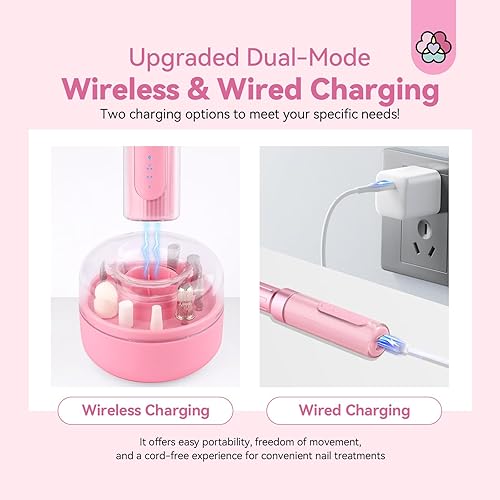 Miniatura 3 de SAVILAND Taladro de uñas inalámbrico Archivo eléctrico Base de carga inalámbrica de nueva tecnología 2024 18000 RPM Juego de taladro de clavos