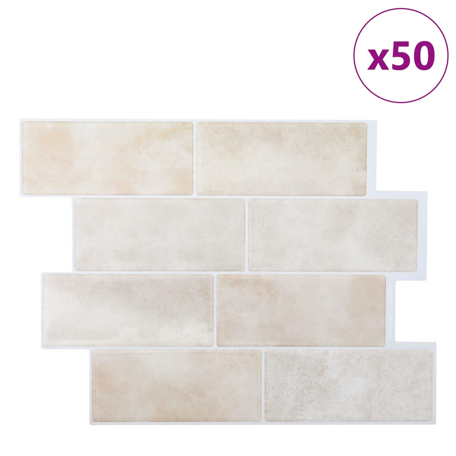 Lot de 50 carreaux de métro - Marbre beige - 29 x 21 cm