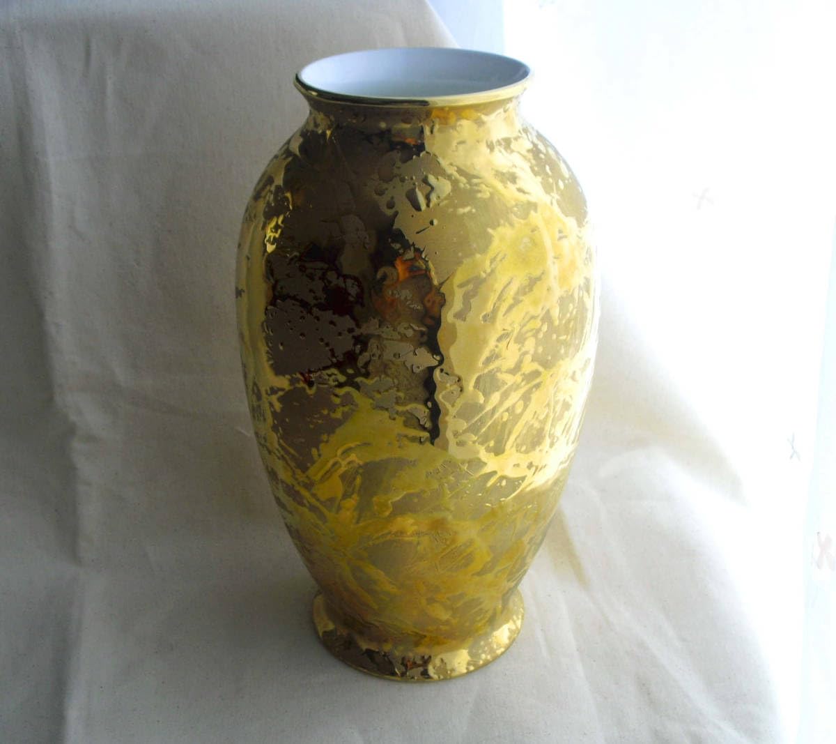 Amazon.co.jp: ナルミ金彩ゴールド花瓶フラワーベース全長24cm