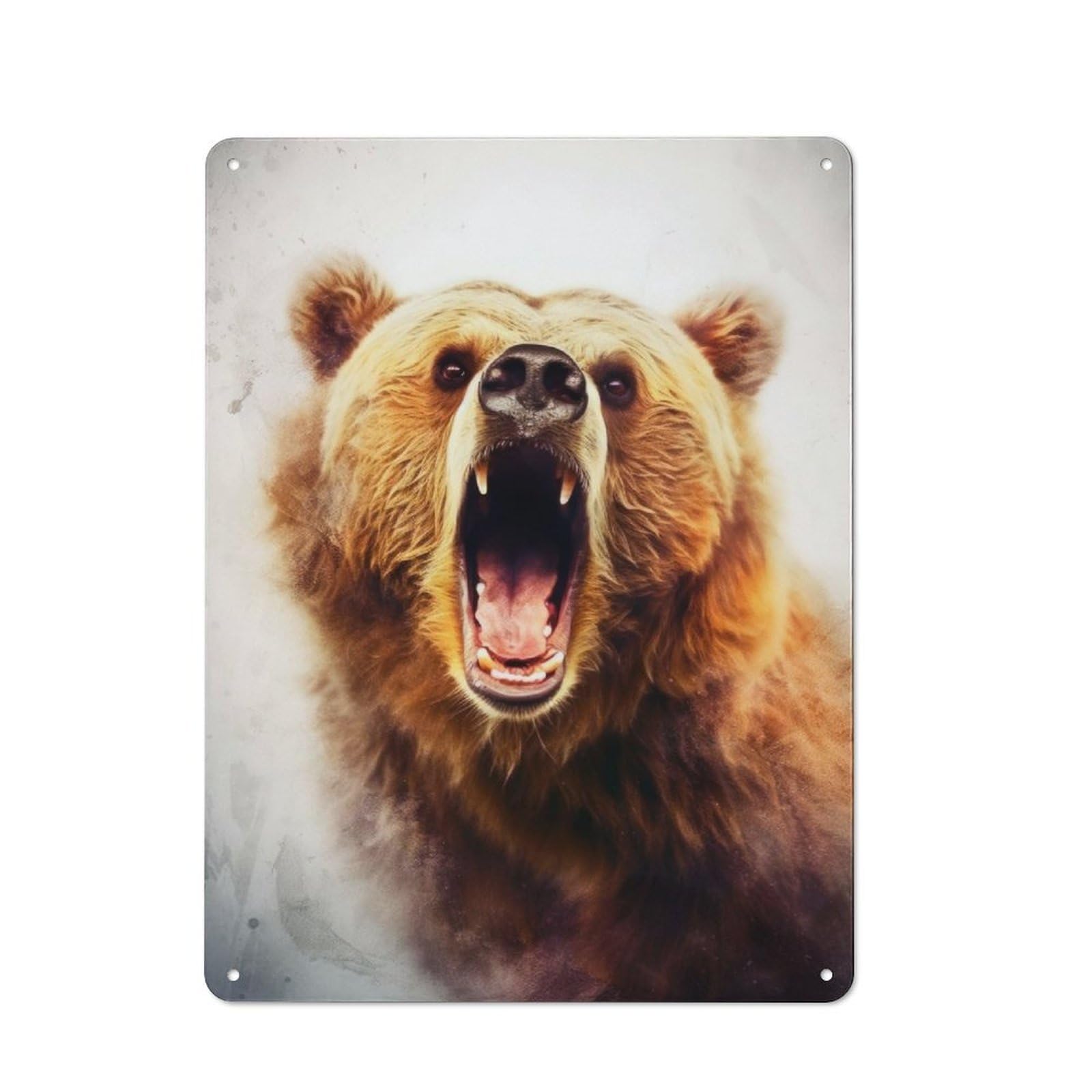 Junmoney Wild Bear Animal Art Clean Industrial Metal Wall Decor 40X30cm, Industrial Metal Sign For Workspace, Cafe, Hallway Or Garage