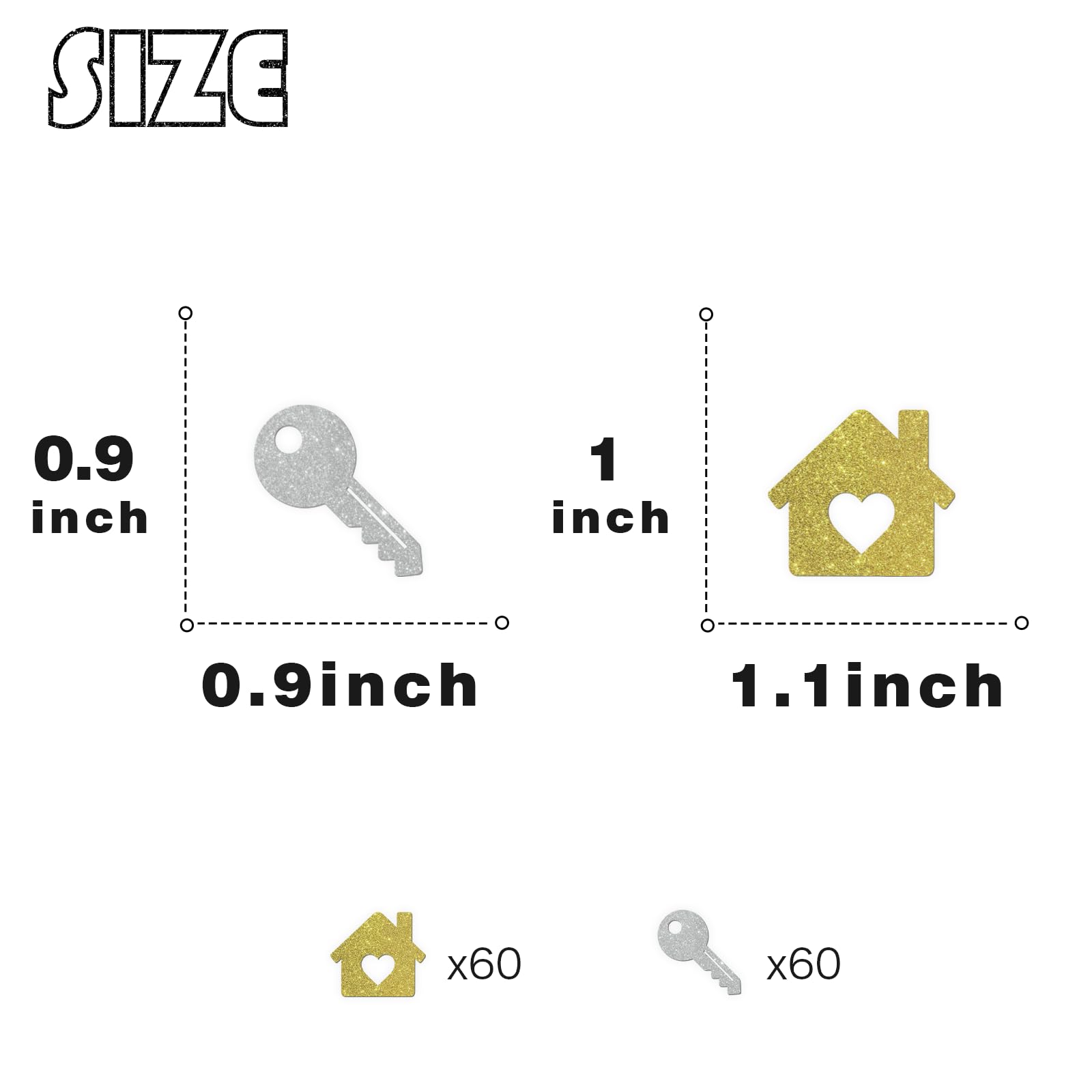 huanQ 120pcs New Home Confetti - House and Key Shaped Paper Diecut for Table Decorating - House Warming/Moving Day Party Decoration Scatters