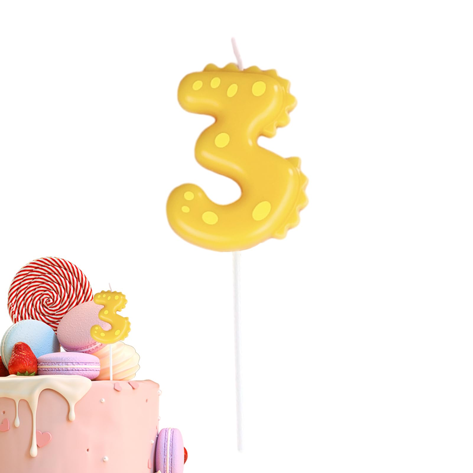 Candela Numero 2 Verde Macaron Per Torta Di Compleanno | Con Glitter E Palline Colorate | Decorazione Tema Dinosauro Per Bambini - 2