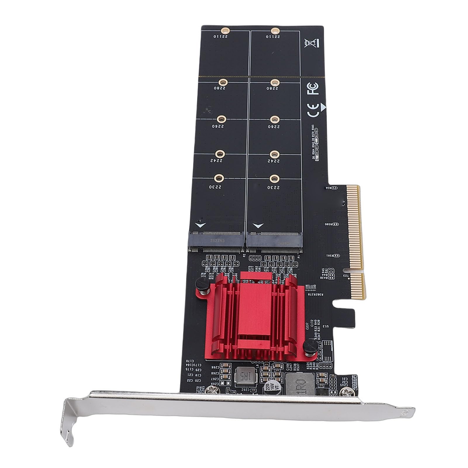 Annadue Podwójny Adapter NVMe PCIe, Karta M.2 NVMe SSD na kartę PCIe 3.1 X8 X16, Obsługa Klucza M SSD 2230 2242 2260 2280 22110 ze Wspornikiem