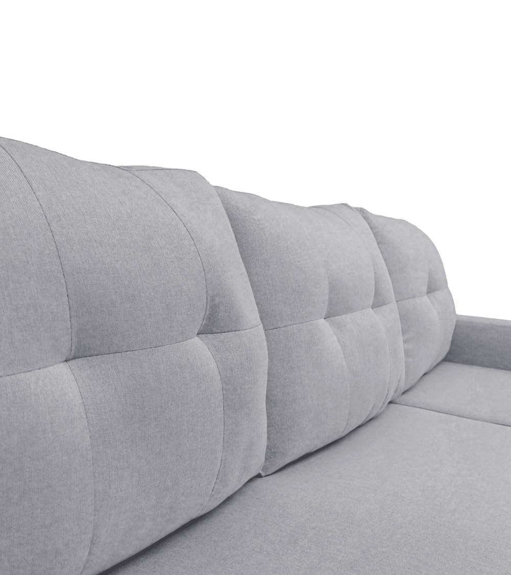 SWEET SOFA® Sofá Cama Chaise Longue 230 x 148 x 90 cm de 3 Plazas CLONY II - Sofá con Asientos Deslizantes, Tapizado en Tela en Gris