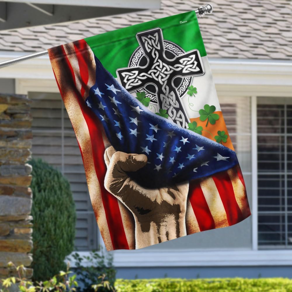 Flags-Irish Celtic Knot Christian Cross Flag THN2076F2, House Flag (29.5" x 39.5")-USA House Garden Flags Premium Polyester-Decorative Outdoor Flags