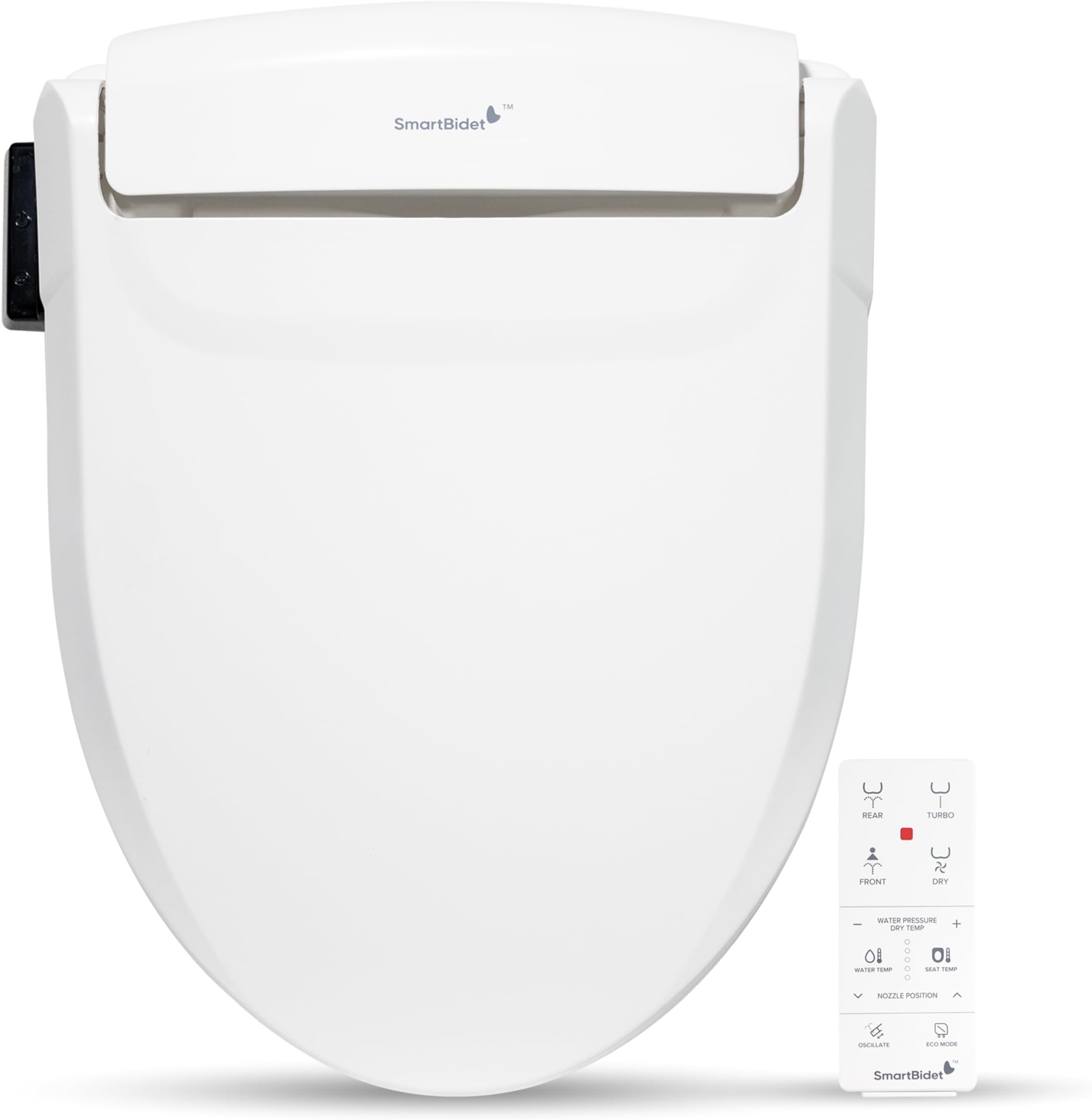 SmartBidet® SB-1000 Smart Bidet Electric Bidet Toilet Seat with Heated Seat, Warm Water, Air Dryer – Remote Control, Elongated