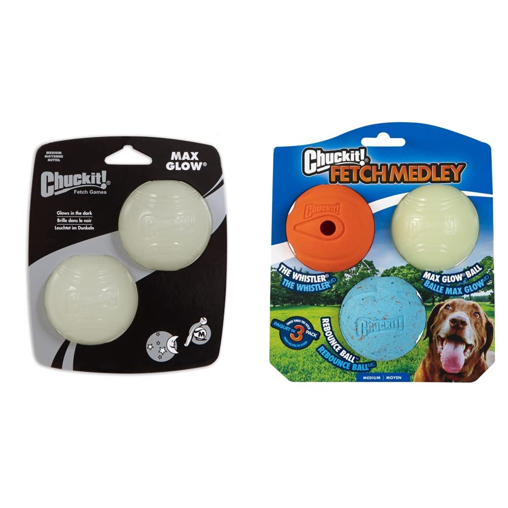 Chuckit! Max Glow and Fetch Medley Dog Balls (Medium)