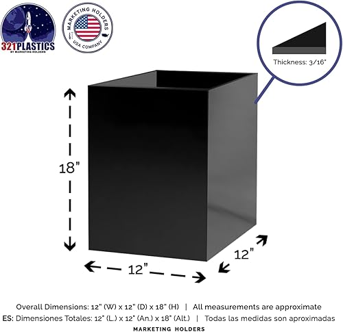 Miniatura 6 de Marketing Holders Soporte de pedestal de 12 pulgadas de ancho x 12 pulgadas de profundidad x 18 pulgadas de alto, caja de exhibición de baratijas,