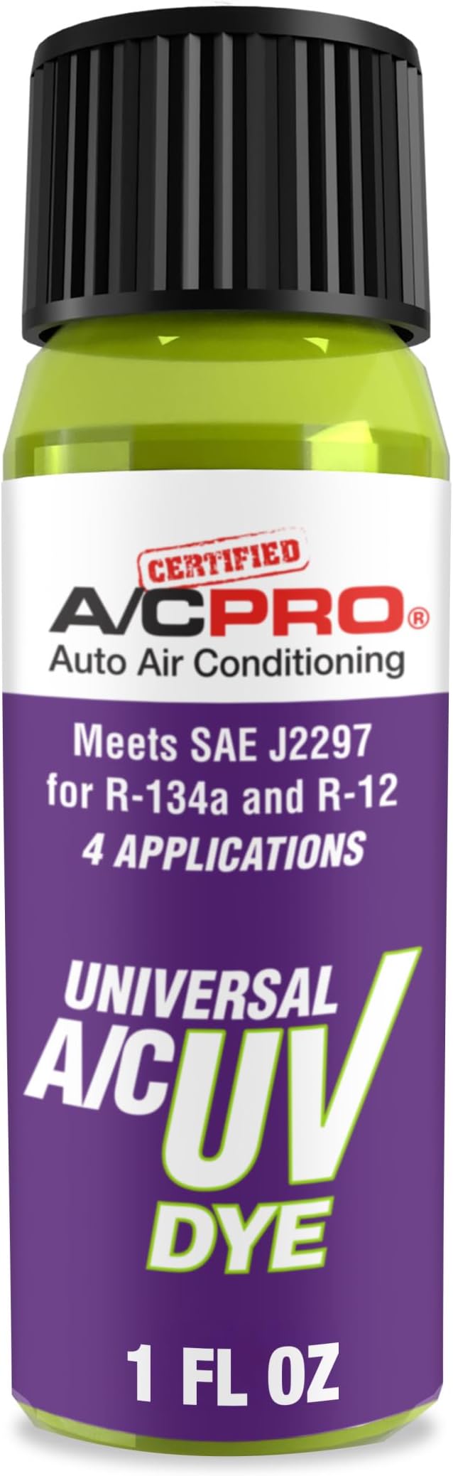 InterDynamics Certified A/C Pro Car Air Conditioner Leak Detector Dye, Leak Detection UV Dye Detects Leaks in R-12 and R-134A Air Condition Systems, 1 Oz