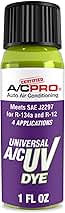 Certified A/C Pro Car Air Conditioner Leak Detector Dye, Detection UV Dye Detects Leaks in R-12 and R-134A Condition Systems, 1 Oz