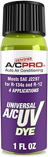 Certified A/C Pro Car Air Conditioner Leak Detector Dye, Detection UV Dye Detects Leaks in R-12 and R-134A Condition Systems, 1 Oz