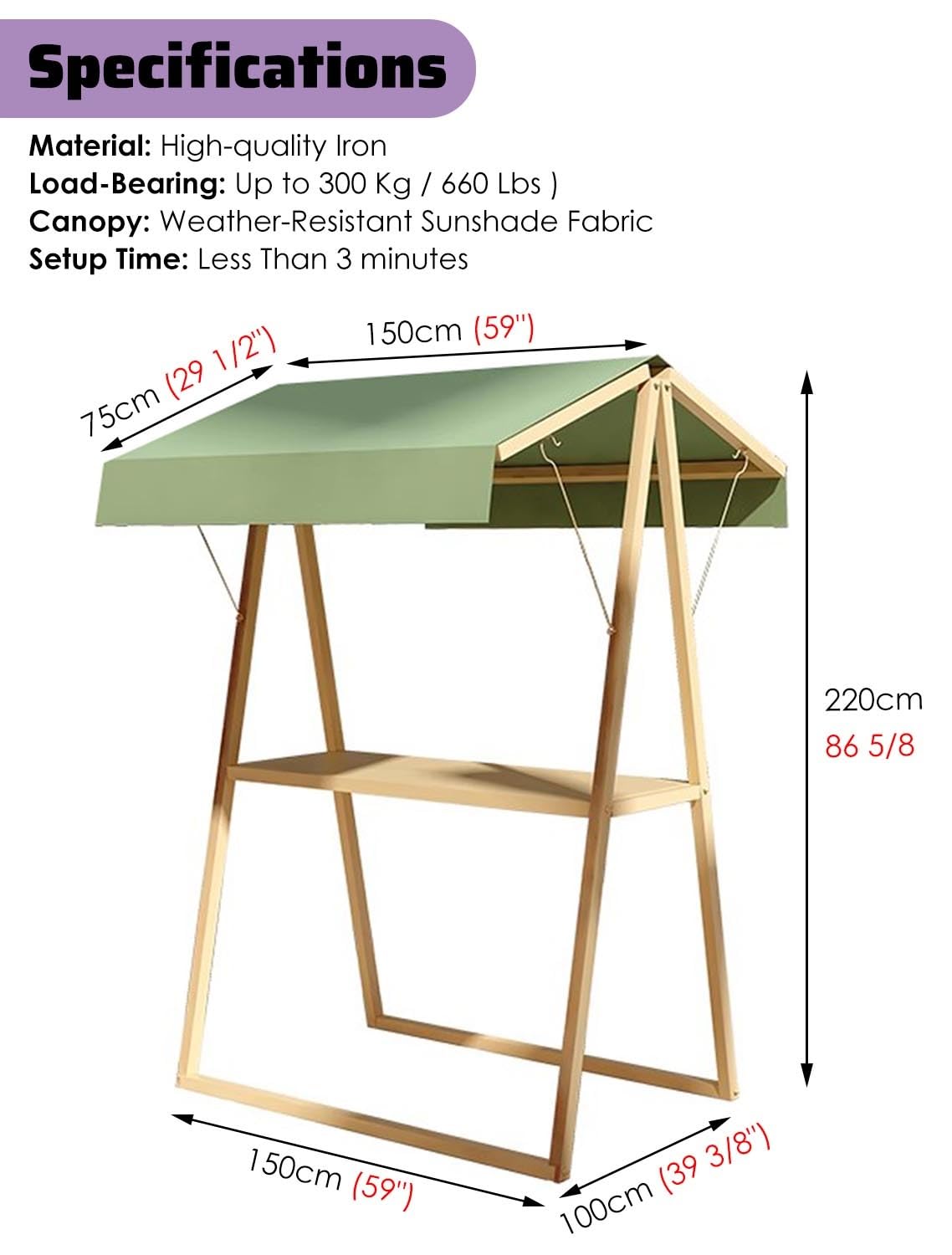 Tavoli Pieghevoli per Mercatini Espositore Pieghevole per Bancarelle del Mercato con Tettoia, Scaffale Portatile per Venditori di Hot Dog per Fiere Commerciali, Stand per Fiere(Green)