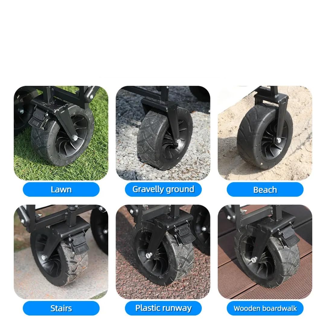 Suwequest Robuster faltbarer Wagen mit großer Kapazität, zusammenklappbar, für Strand, Outdoor, tragbar, Garten, Camping, ZB-Upgrade