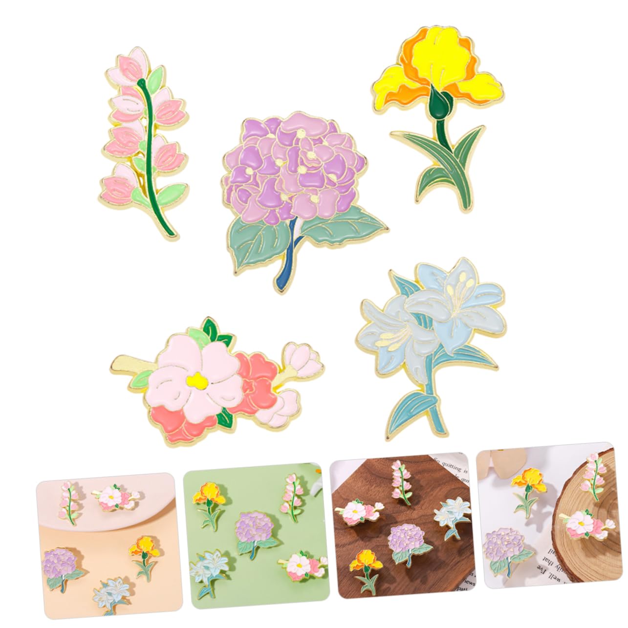 minkissy Spilla Fiore Moda Pin Di Smalto Nozze Decorazioni Decorativo Floreale Spilla in Metallo Spille Per Spille Per Abbigliamento Perno Per Zaini Lega