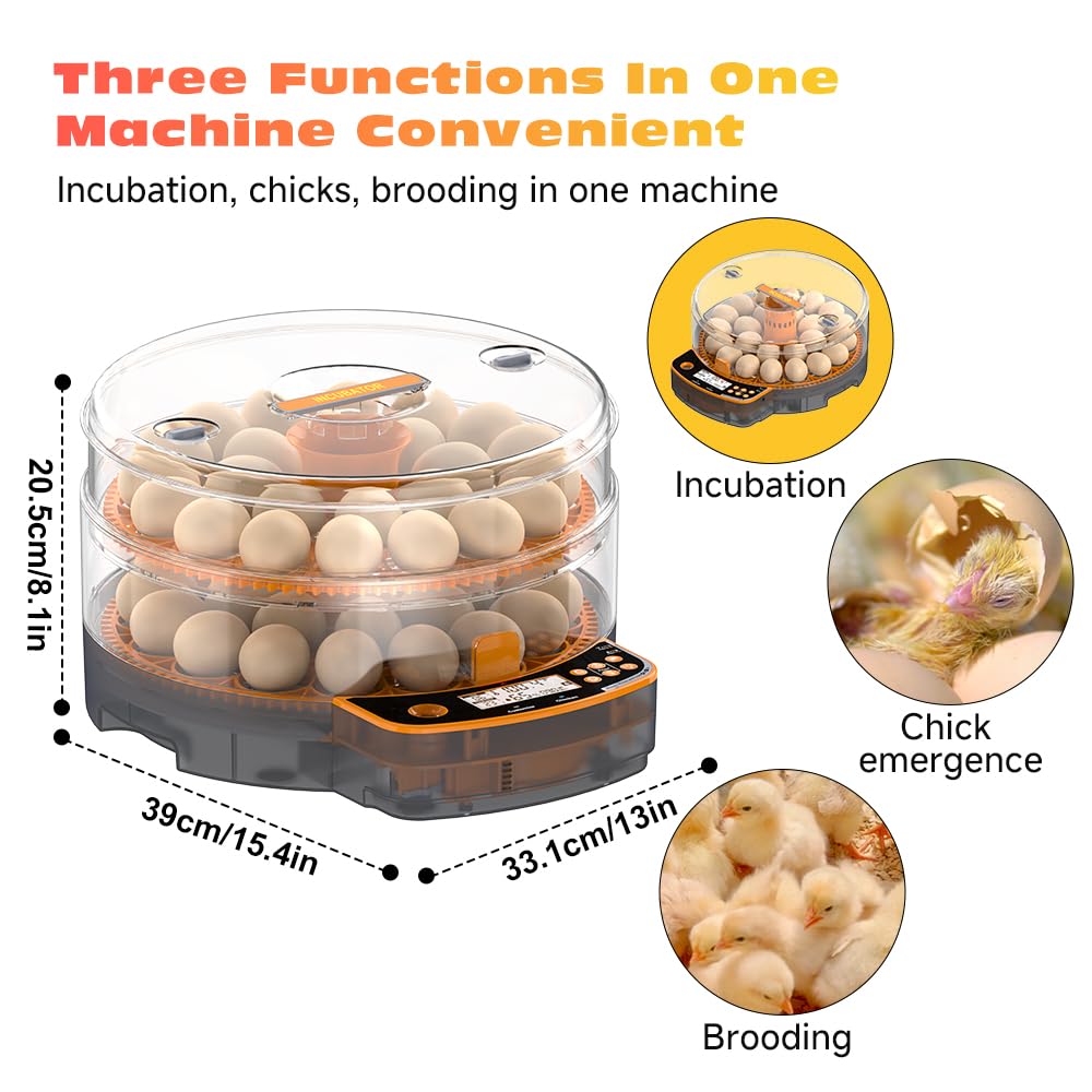 Incubatrice per uova di gallina, incubatrice automatica per uova di gallina, con serbatoio d'acqua integrato, rotazione automatica a 360°, candela per uova a LED, allarme temperatura e umidità