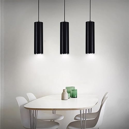 Miniatura 6 de GU10 Dia 6CM L 20CM Anillo de Plata Moderno Tubo Cilíndrico LED Lámpara Lámpara Colgante Focos para Cocina Isla Comedor Tienda Bar Counter