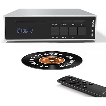 SMSL PL20 HiFi CD Player for Home CD Ripper Bluetooth Car Radio CD Player 2 CS43131 Chip USB Stick/Bluetooth Input RCA/BT/3.5mm/4.4mm Balanced/Optical/Coaxial Digital Output Silver