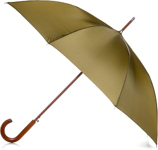 Totes Eco Auto Open Umbrella Classic Wooden J Stick Handle with Easy Grip - Windproof, Rainproof and Durable Canopy Design – Versatile Travel, Perfect for Rainy Days, Olive Green, One Size, Auto Open Umbrella