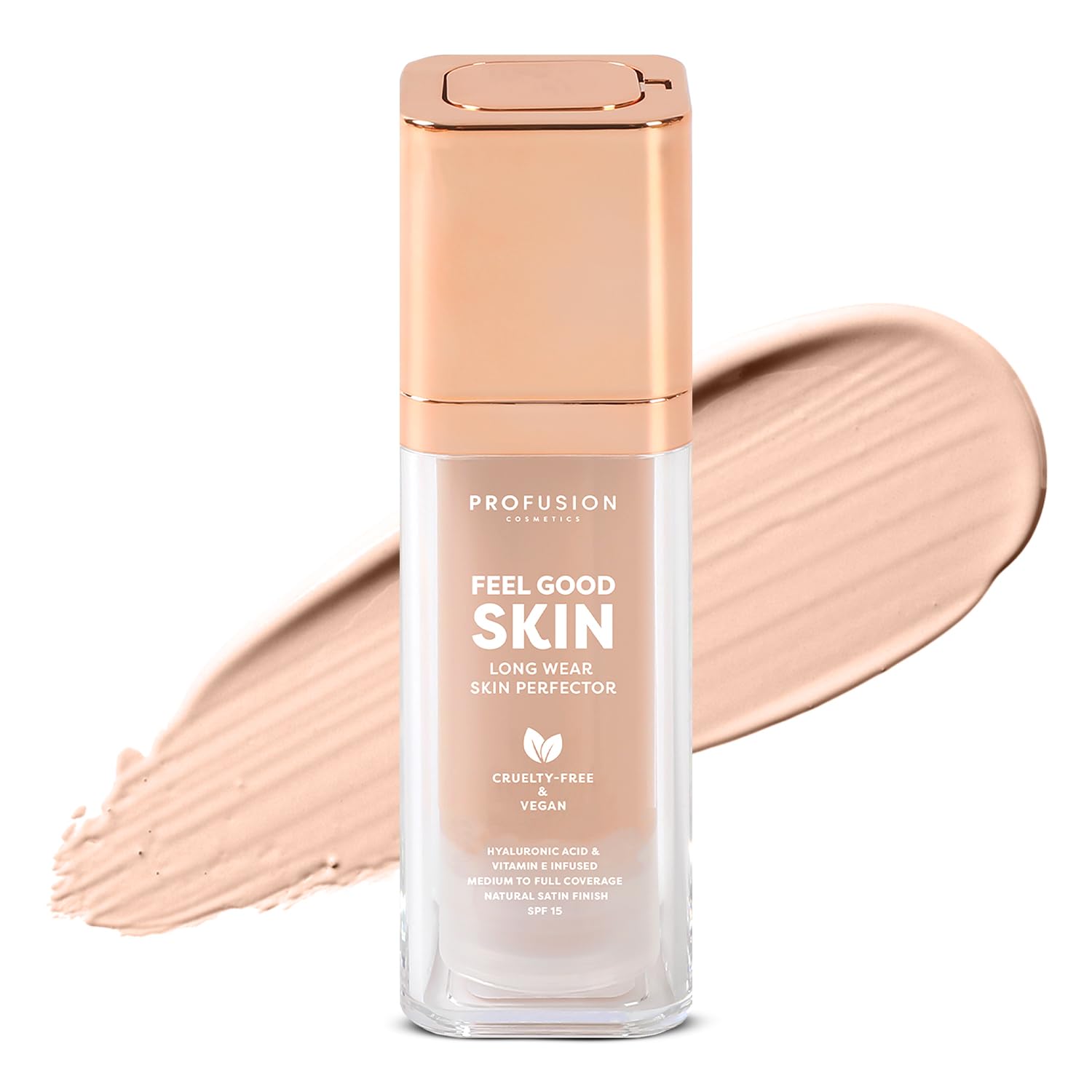 Profusion Cosmetics Feel Good Skin Foundation Radiant Satin Finish Buildable Coverage with SPF 15 Sun Protection Hydrating Lightweight