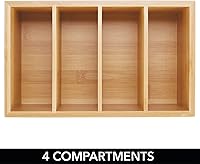 Vista 5 de mDesign Caja organizadora compacta de madera de bambú para almacenamiento de alimentos, 4 secciones divididas, soporte para paquetes de condimentos
