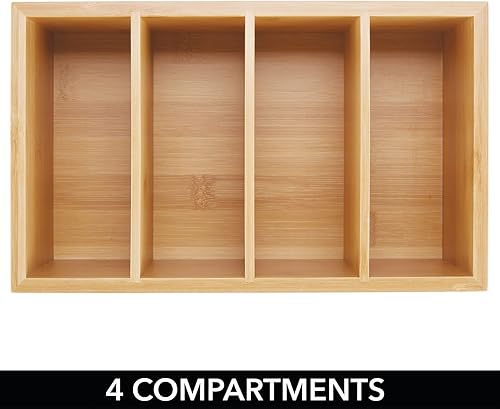 Miniatura 5 de mDesign Caja organizadora compacta de madera de bambú para almacenamiento de alimentos, 4 secciones divididas, soporte para paquetes de condimentos,