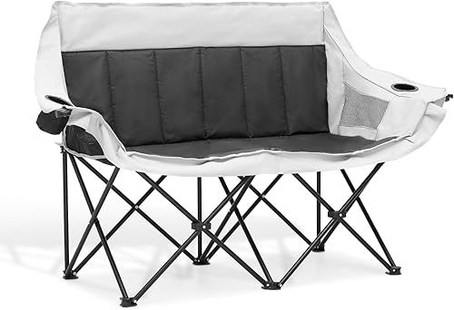 Miniatura 1 de MoNiBloom Silla plegable doble para camping, para exteriores, playa, césped, picnic, senderismo, viajes, portátil, plegable, plegable, para 2