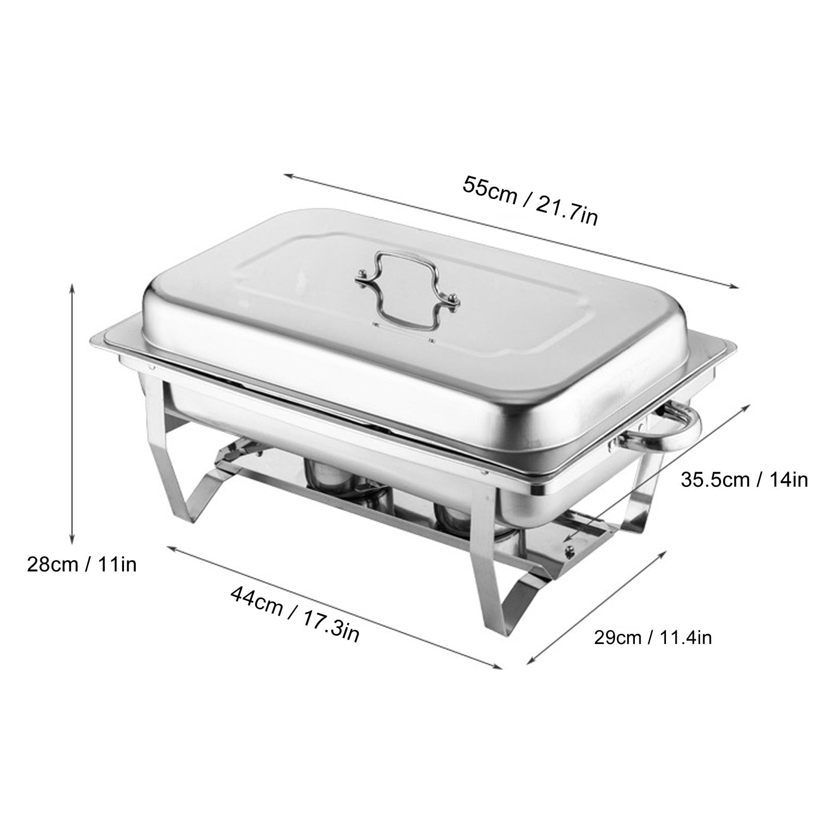Sxhlseller Calentador de Buffet de Acero Inoxidable con 2 Compartimentos, Servidor de Alimentos de Catering Comercial que Incluye Estufas de Etanol para Unidades de Servicio de Banquetes de Hotel y