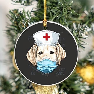Hospital Golden Retriever ER Nurse RN LPN Nurse Life Pet Dog Christmas Hanging Ornaments