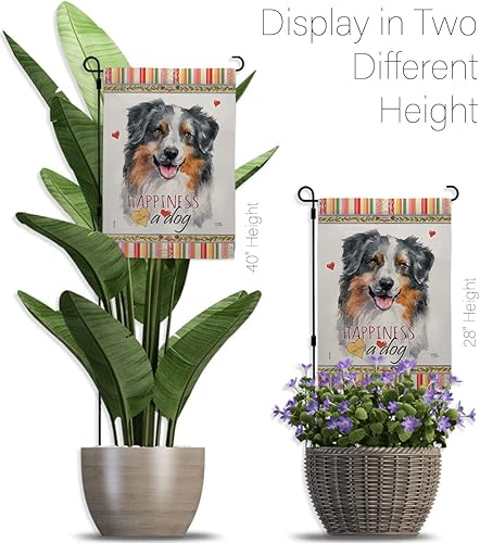 Miniatura 11 de Breeze Decor Juego de banderas de jardín de felicidad con soporte para perro, cachorro, pata arruinada, piel canina, mascota, naturaleza, granja,