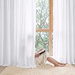 NICETOWN White Sheer Non-See-Through Privacy Kitchen Curtains 45 Inches Long, Rod Pocket Light Filtering Window Treatments, Heavyweight Luxuxy Drapes for Living Room, Bedroom, Bathroom, 2 Panels