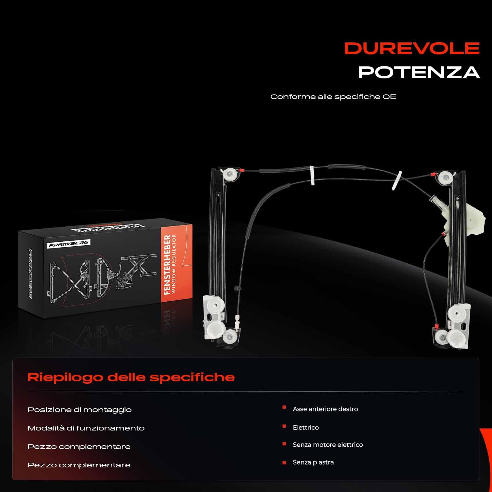 Frankberg Alzacristallo Meccanismo alzacristallo Elettrico senza Motore Anteriore destro senza piastra 2/3 porte 2-Porte Compatibile con M.i.n.i R50 R53 Replace# 51337039452