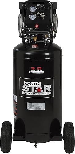 NorthStar Compresor de aire eléctrico silencioso portátil, 1.5 HP, 26 galones, 4 SCFM 90 PSI