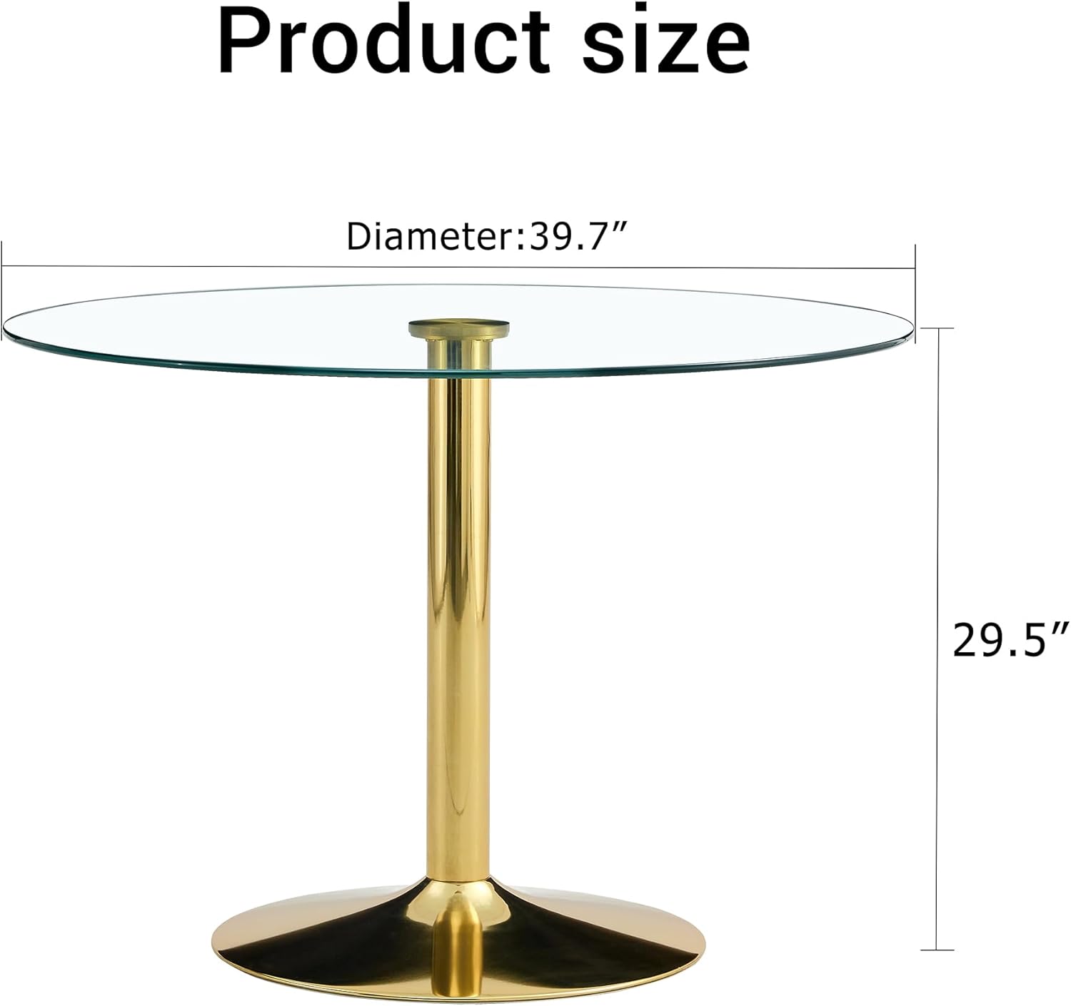 Round Glass Dining Table,40" Round Kitchen Table for 2-4,Tempered Glass Round Dinner Table with Gold Stainless Steel Pole Support,Gold Dining Room Tables for Apartment,Living Room(30" H