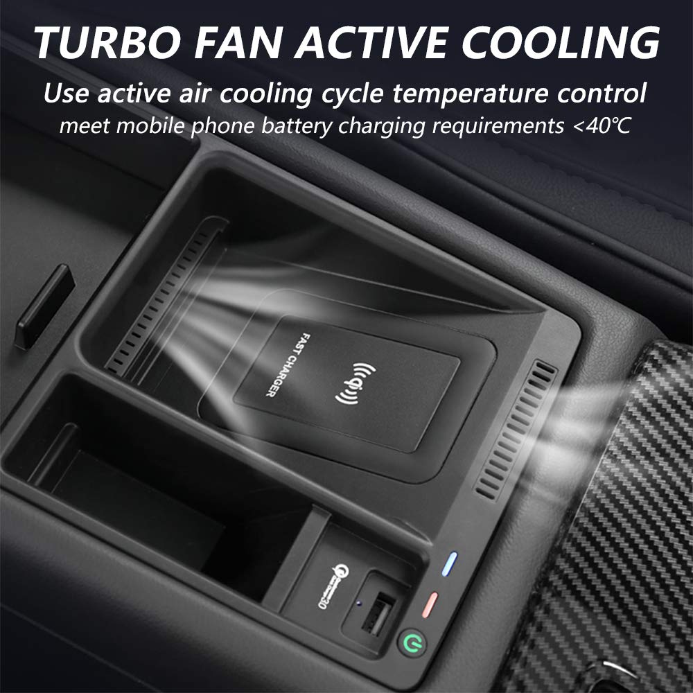 Cargador Inalámbrico Coche para Audi A4 A5 S4 S5 2017-2021 Panel de Accesorios de la Consola Central, 10W Carga Rápida Teléfono de Caja de Almacenamiento de Inserción para iPhone Samsung