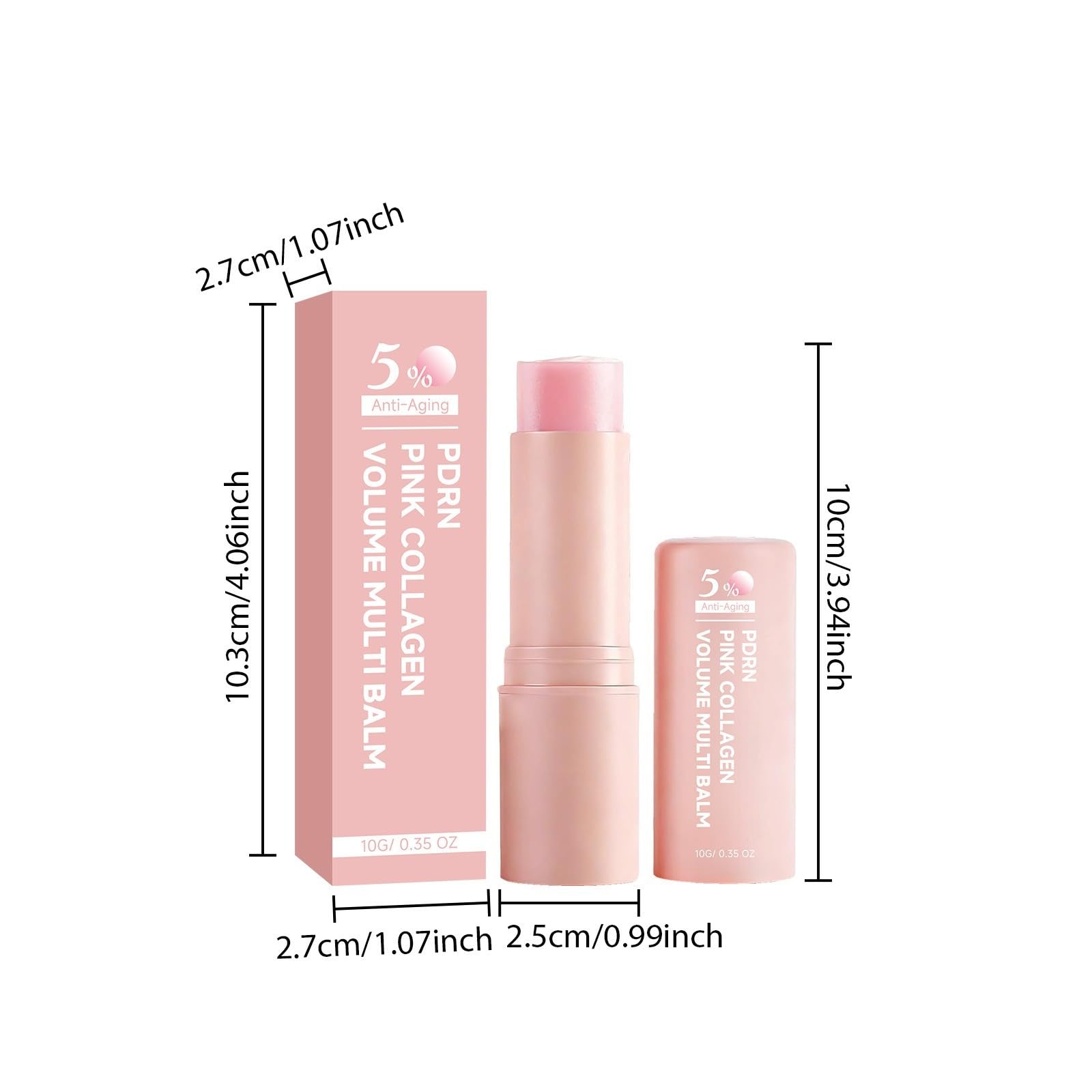 PDRN Pink Collagen Volume Multi Balm, nawilżający krem do oczu-10 patyczków | Nawilżający podkład do makijażu twarzy i podkładu, nielepki nawilżający wchłaniający Rapinde do ust, oczu i szyi