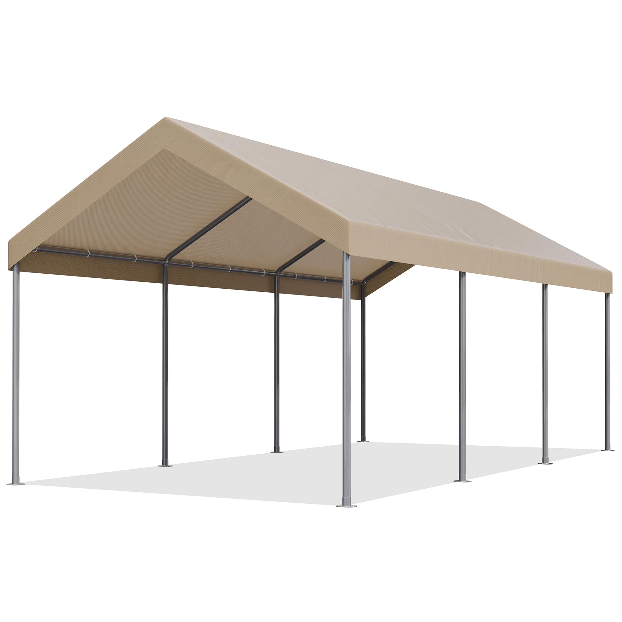 JAMFLY Carport 10 x 20 ft Heavy Duty Carport Car Canopy with Powder-Coated Steel Frame, Portable Garage for Car, Boat, Shelter Party Tent with 180g PE