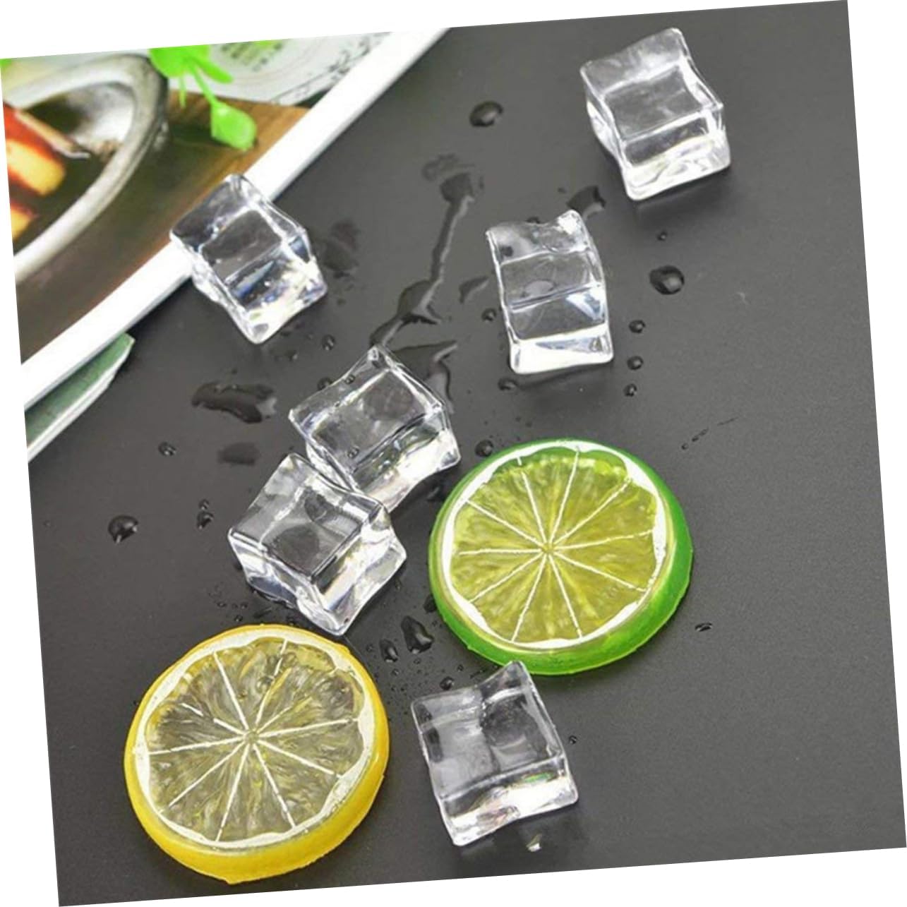 150pcs Artificial Ice Cubes Crystal Ice Cubes Acrylic Material Reusable for Coolers Wedding Party Props