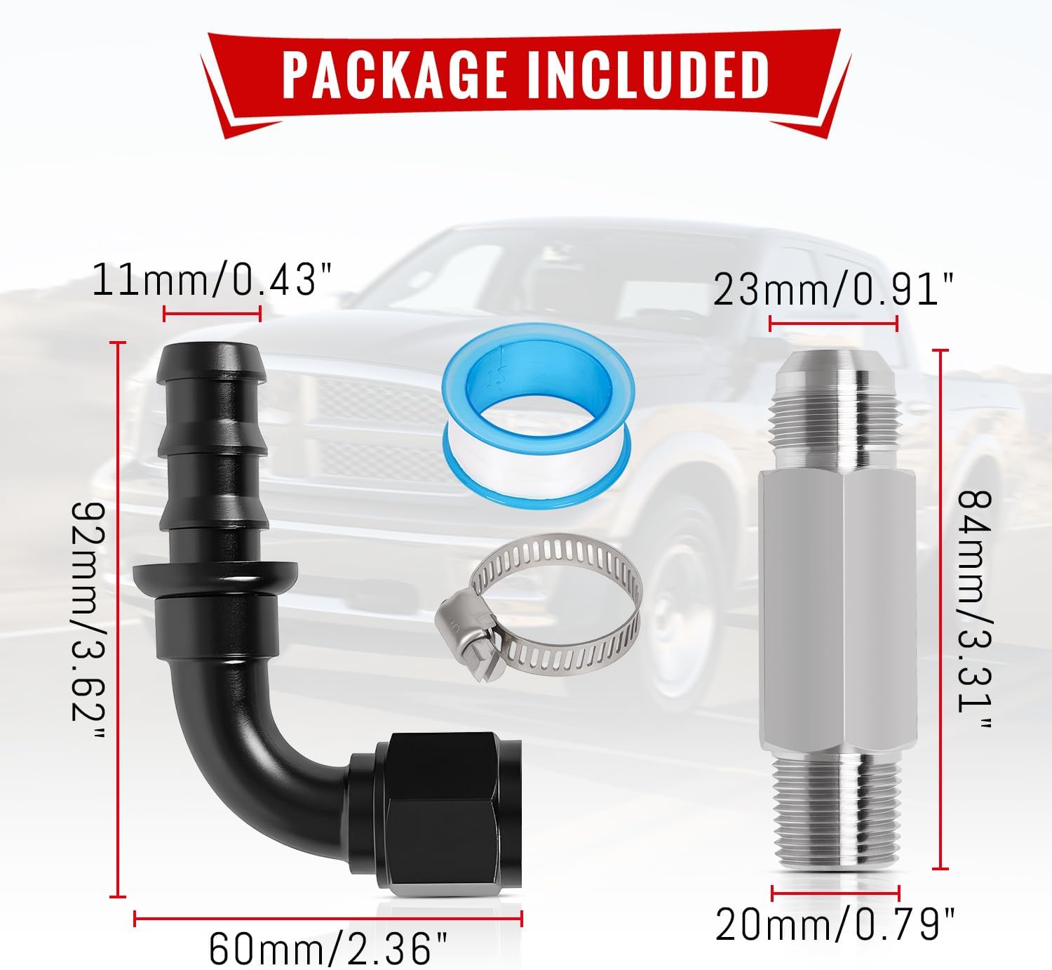 Top Heater Hose Connector fit for Dodge Ram 6.7L Cummins 2007.5-2024,10AN Push Lock Fitting,Upgraded heater hose fitting Replacement 52014739AG,55056711AC,55056966AA,68005253AA,Leak-Free Fit