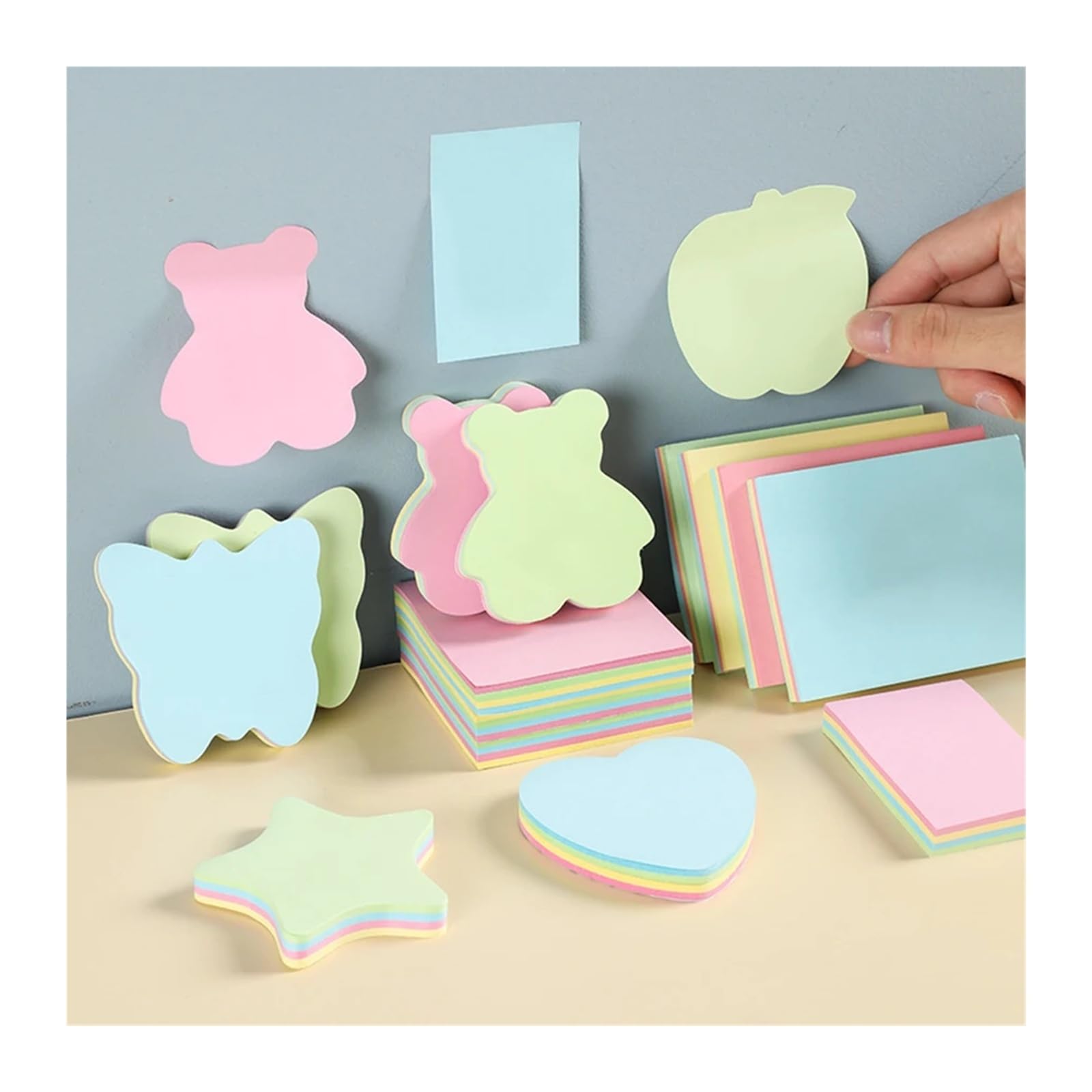 1000 Stück 7,6 cm bunte Haftnotizen – quadratische und herzförmige leere Notizaufkleber for den Bürogebrauch(1000pcs Square)