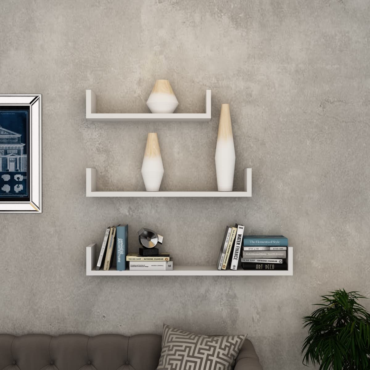 Xtenshion Crafts UShape Floating Wall Shelves for Decoration and